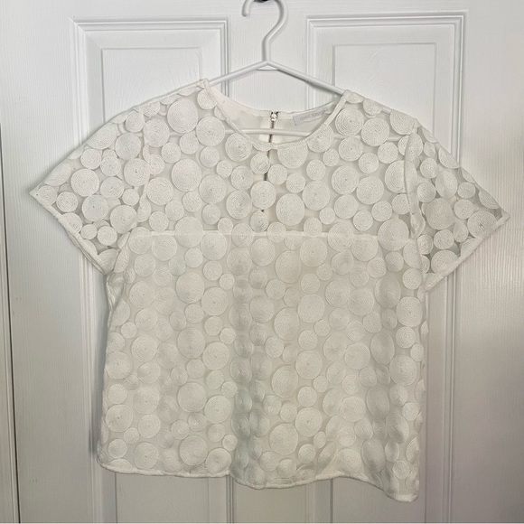 Anne Fontaine White Short Sleeve Blouse 42 EUC - Picture 1 of 5